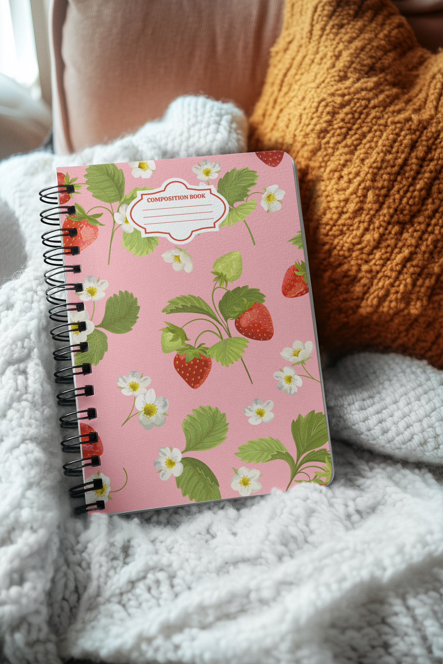 “Strawberry Swirl & Scribbles” - Spiral Notebook