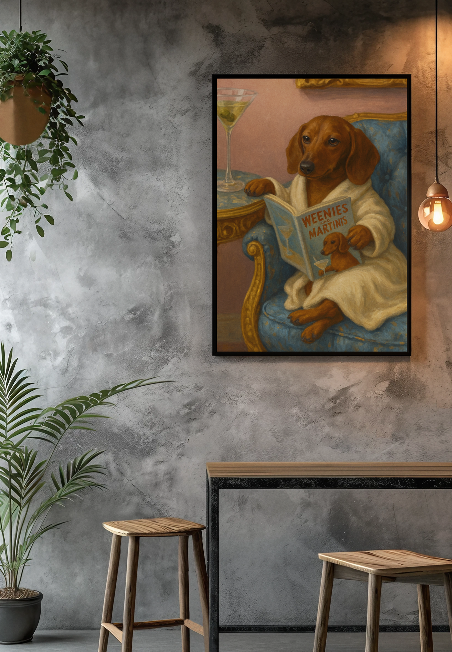 Weenies & Martinis - Dachshund Satin Poster