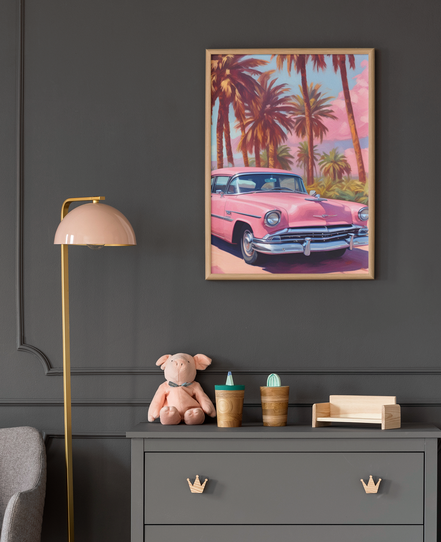 "Cruisin in Cotton Candy Dreams" - Cadillac Satin Poster