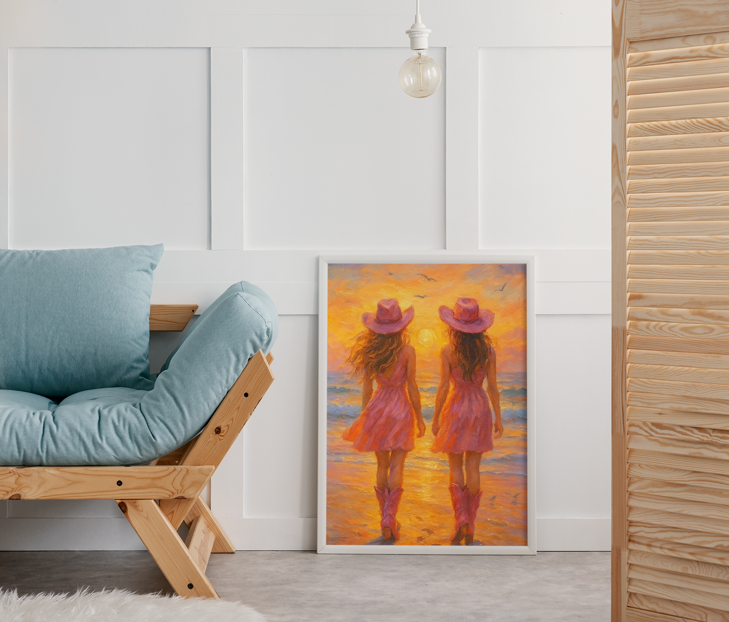"Pink Boots & Ocean Views" - Cowgirl Satin Poster