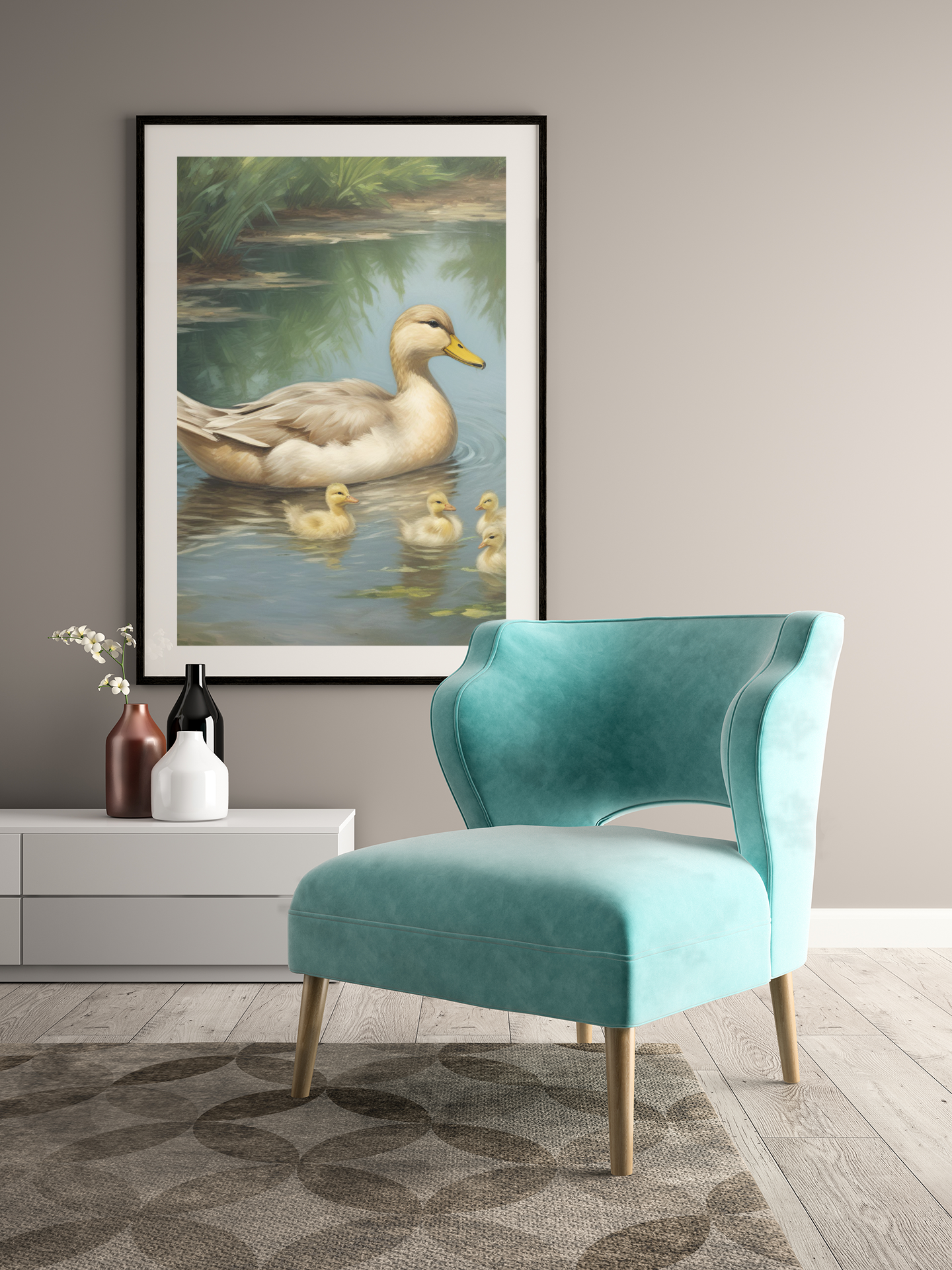 "Little Loves Afloat" - Duck Satin Poster