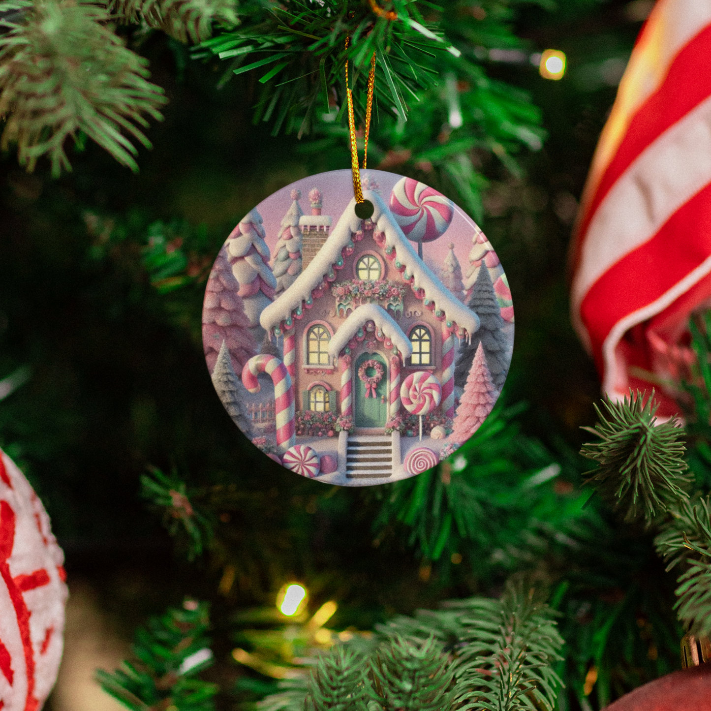 Gingerbread Sugarplum Cottage - Acrylic Ornament
