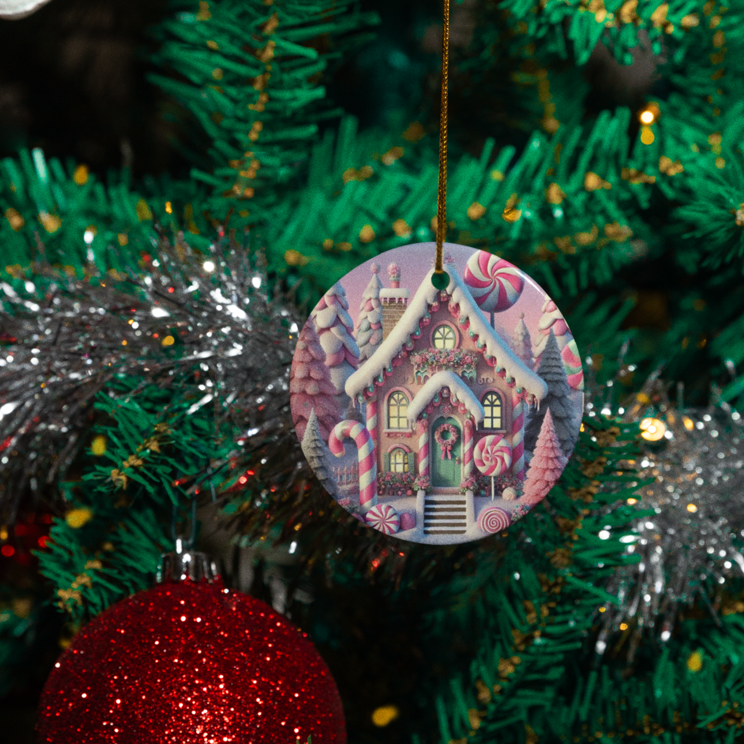 Gingerbread Sugarplum Cottage - Acrylic Ornament
