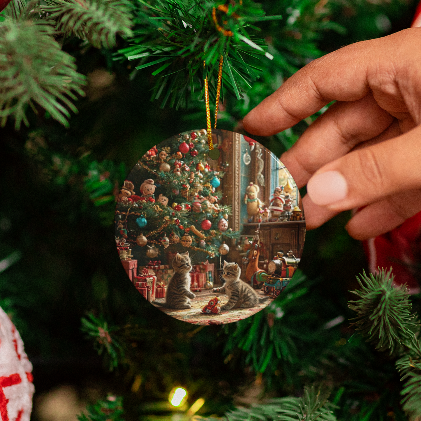 “Tinsel Tails”  - Kitten Acrylic Ornament