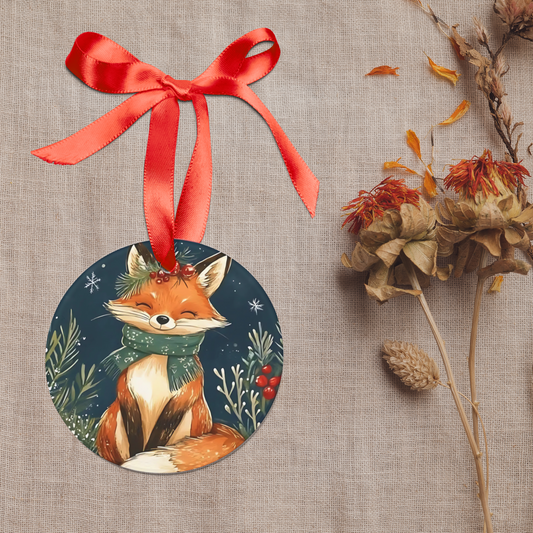 “Festive Forest Fox” - Acrylic Ornament