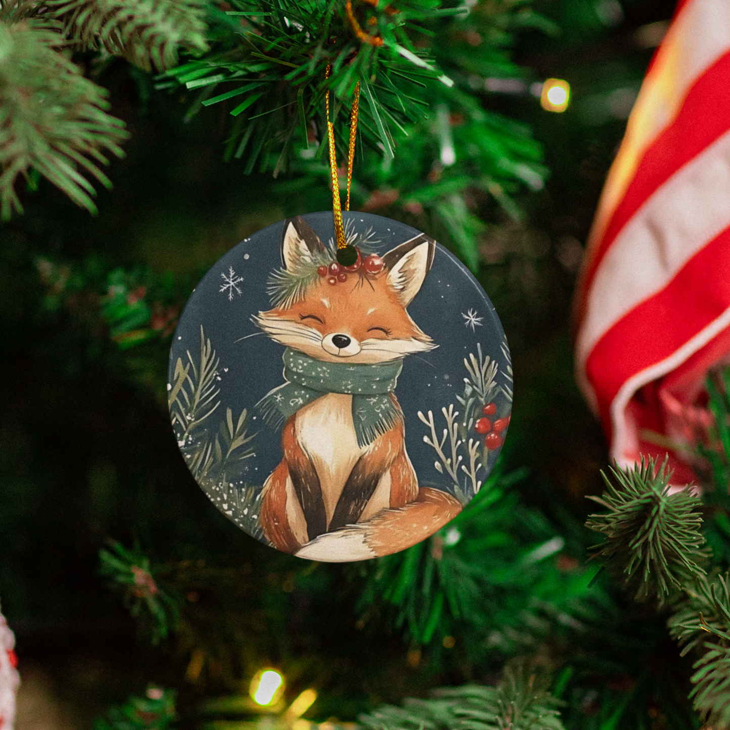 “Festive Forest Fox” - Acrylic Ornament