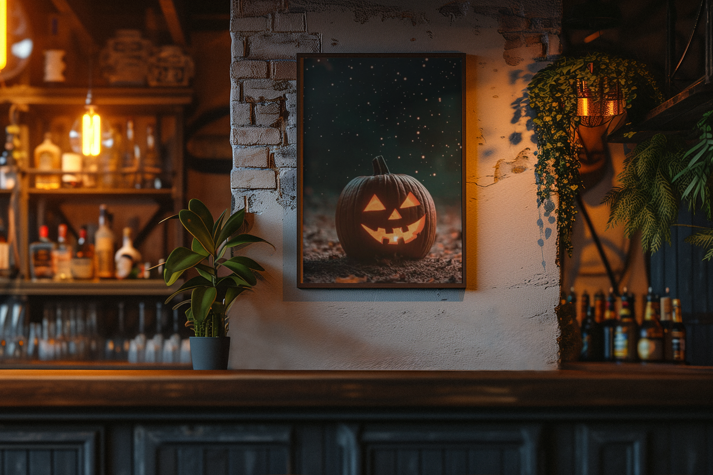 “Frightfully Festive Glow” - Pumpkin Matte Canvas Poster