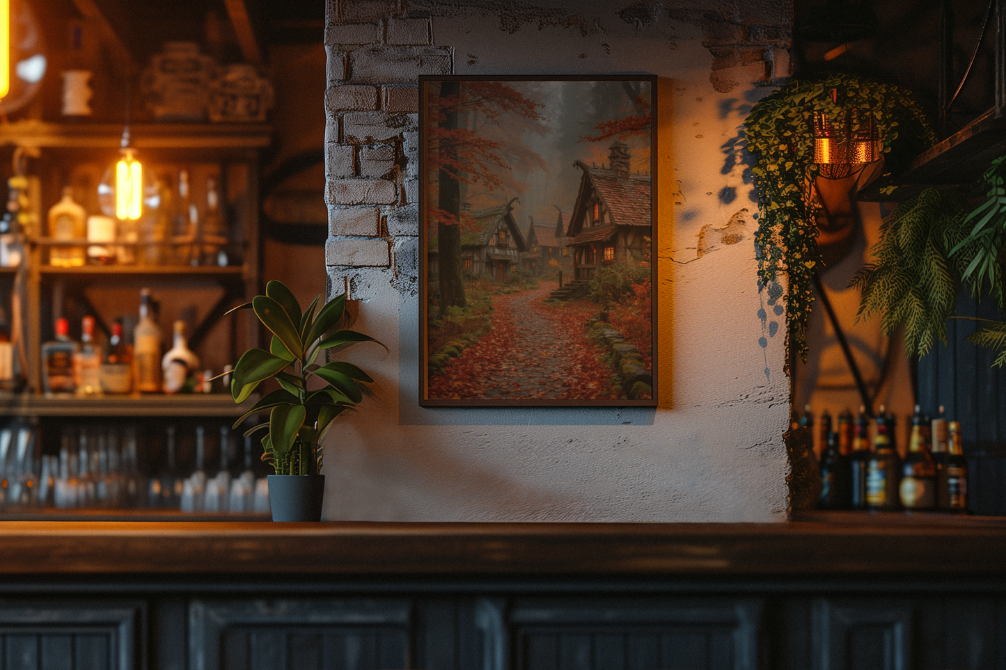 “Village of Golden Leaves” - Matte Canvas Poster