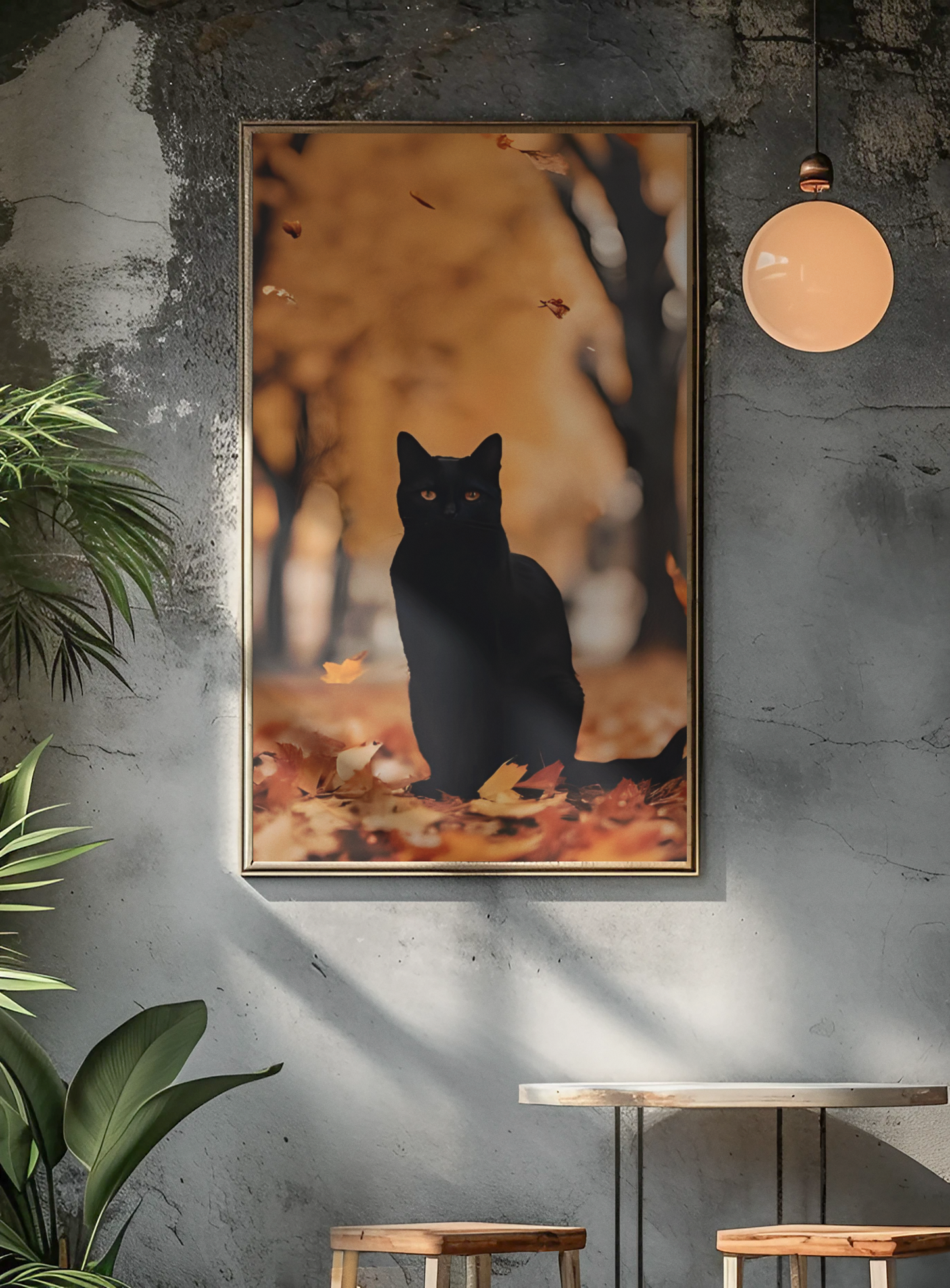 “Shadow on the Path” - Black Cat Matte Canvas Poster