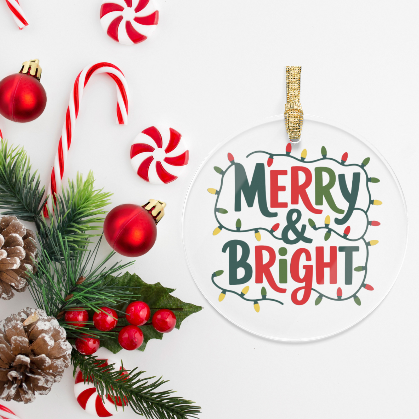 "Merry & Bright Lights" - Clear Acrylic Ornament
