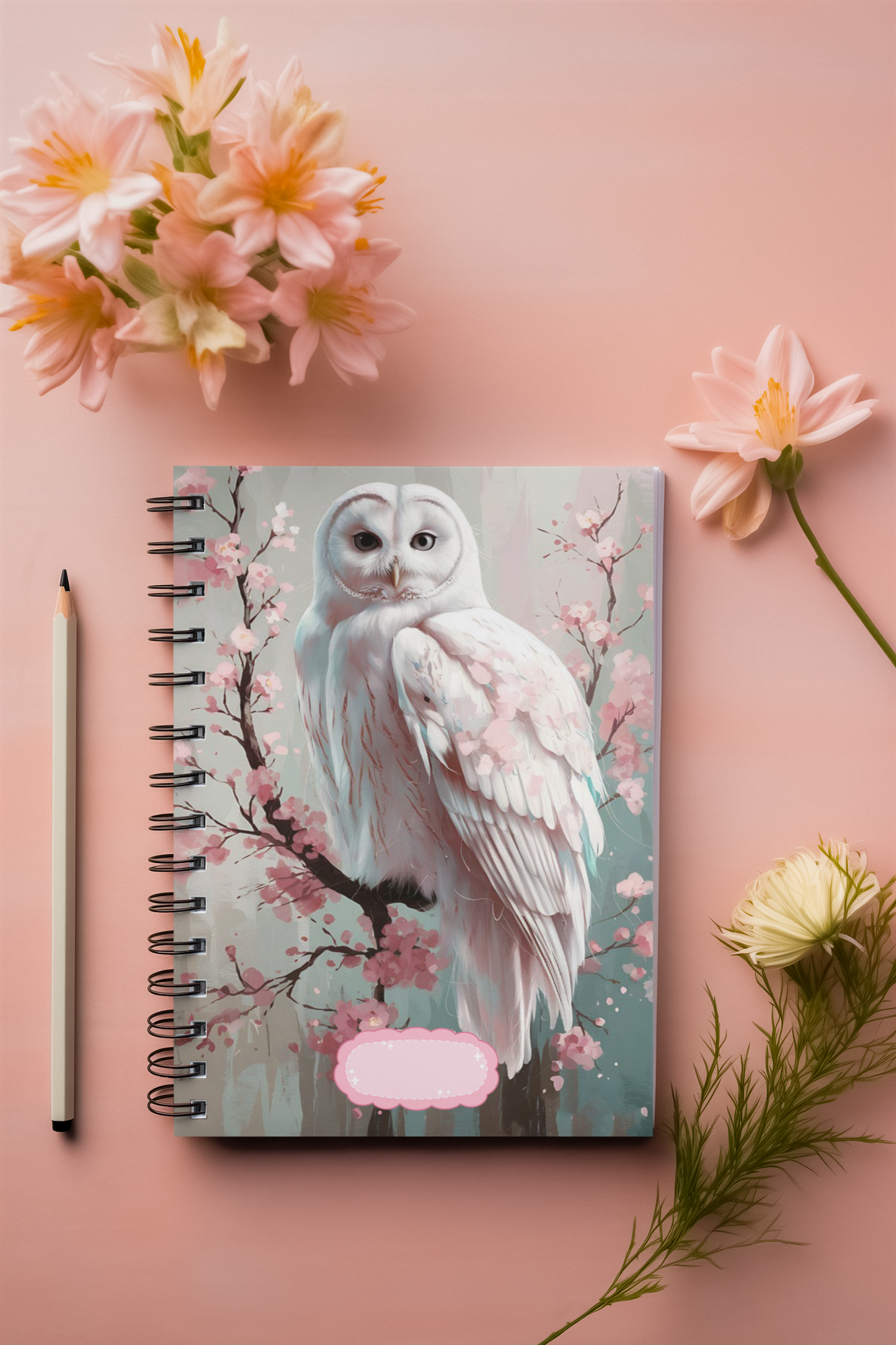 “Blossom Watcher” - Owl Spiral Notebook