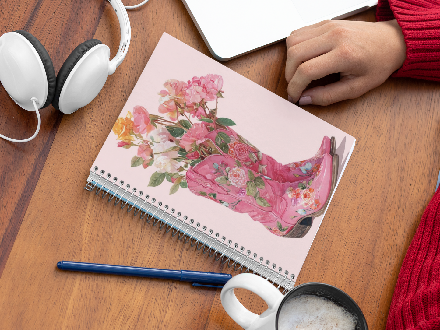 “Blossoms & Boots” - Spiral Notebook