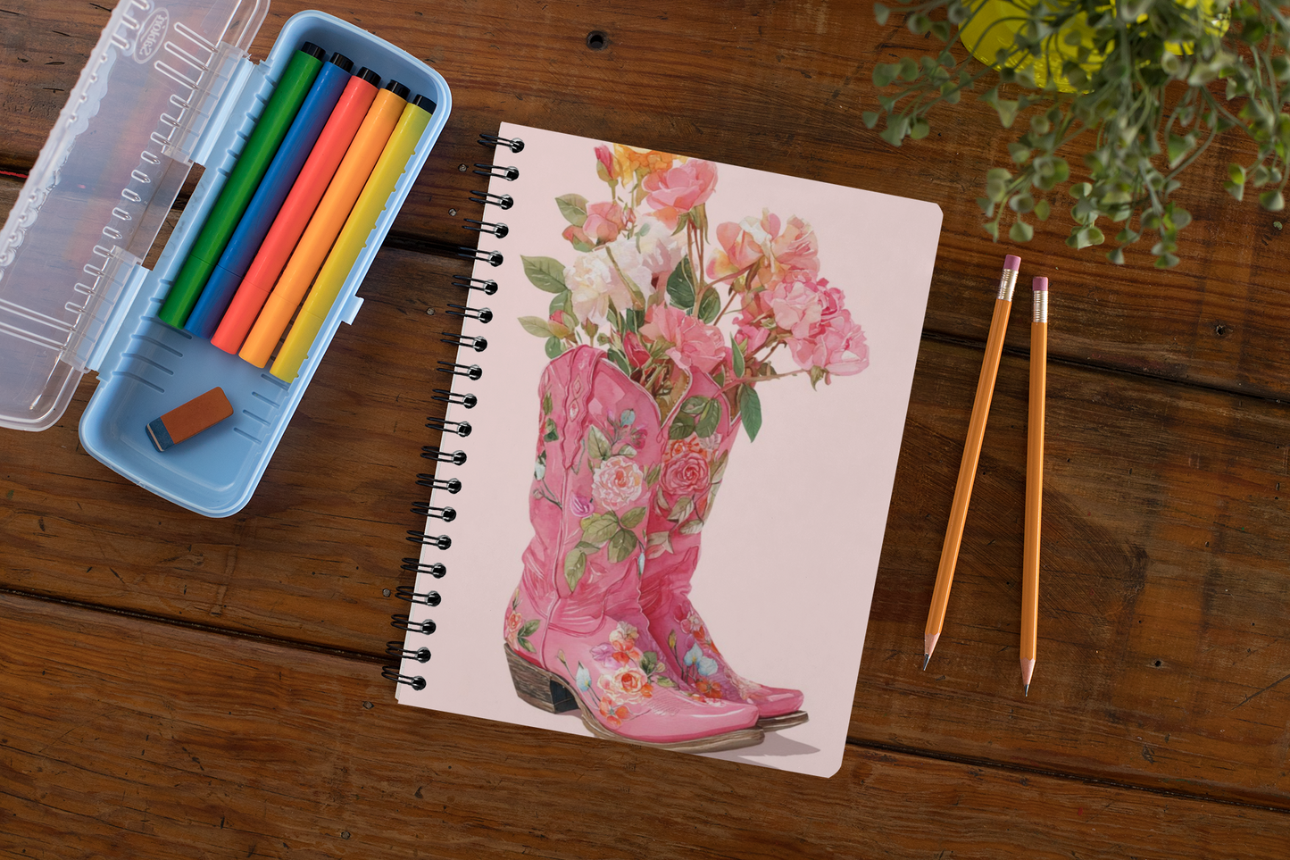 “Blossoms & Boots” - Spiral Notebook