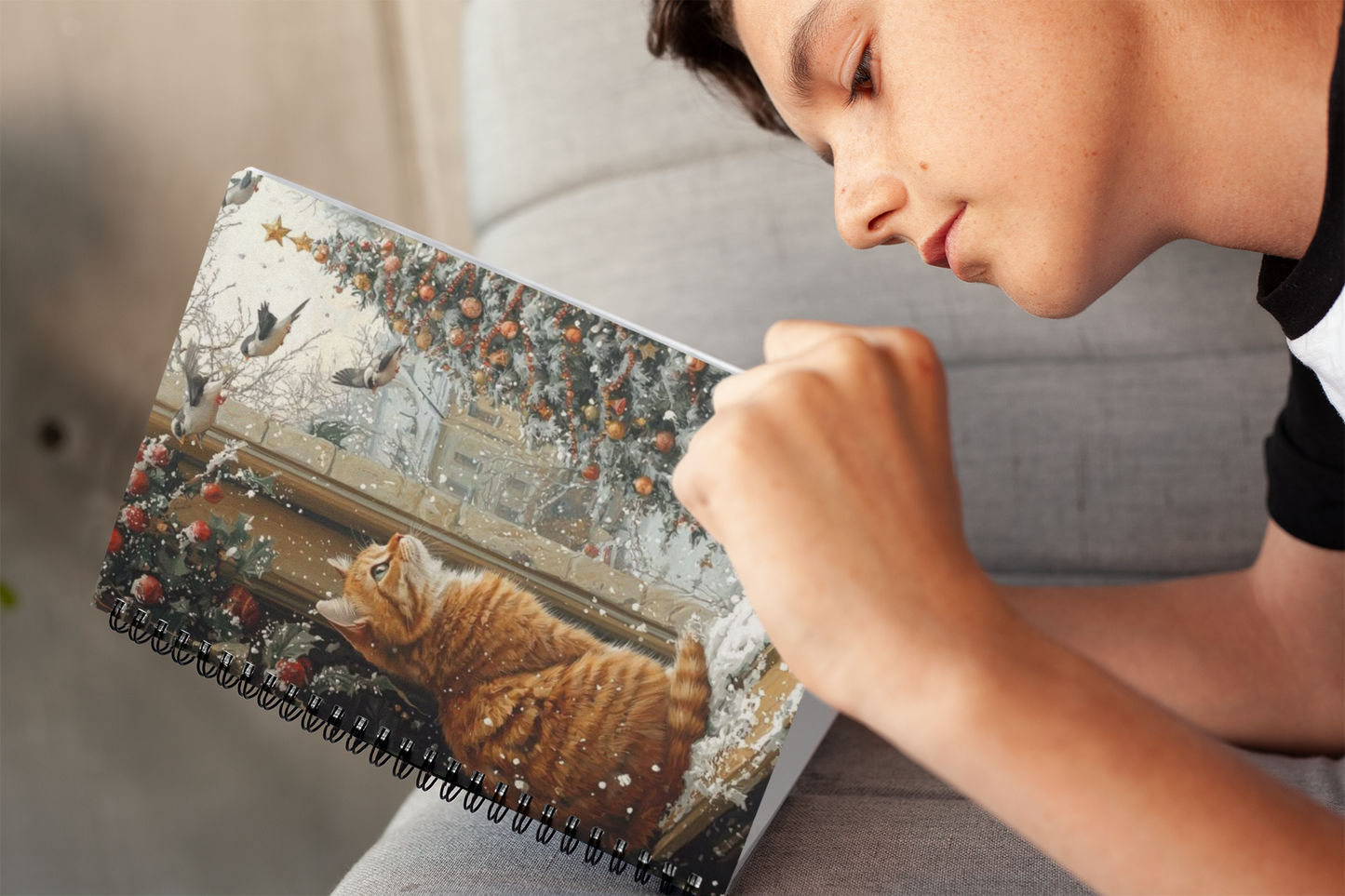 “Winter Whiskers” - Cat Spiral Notebook