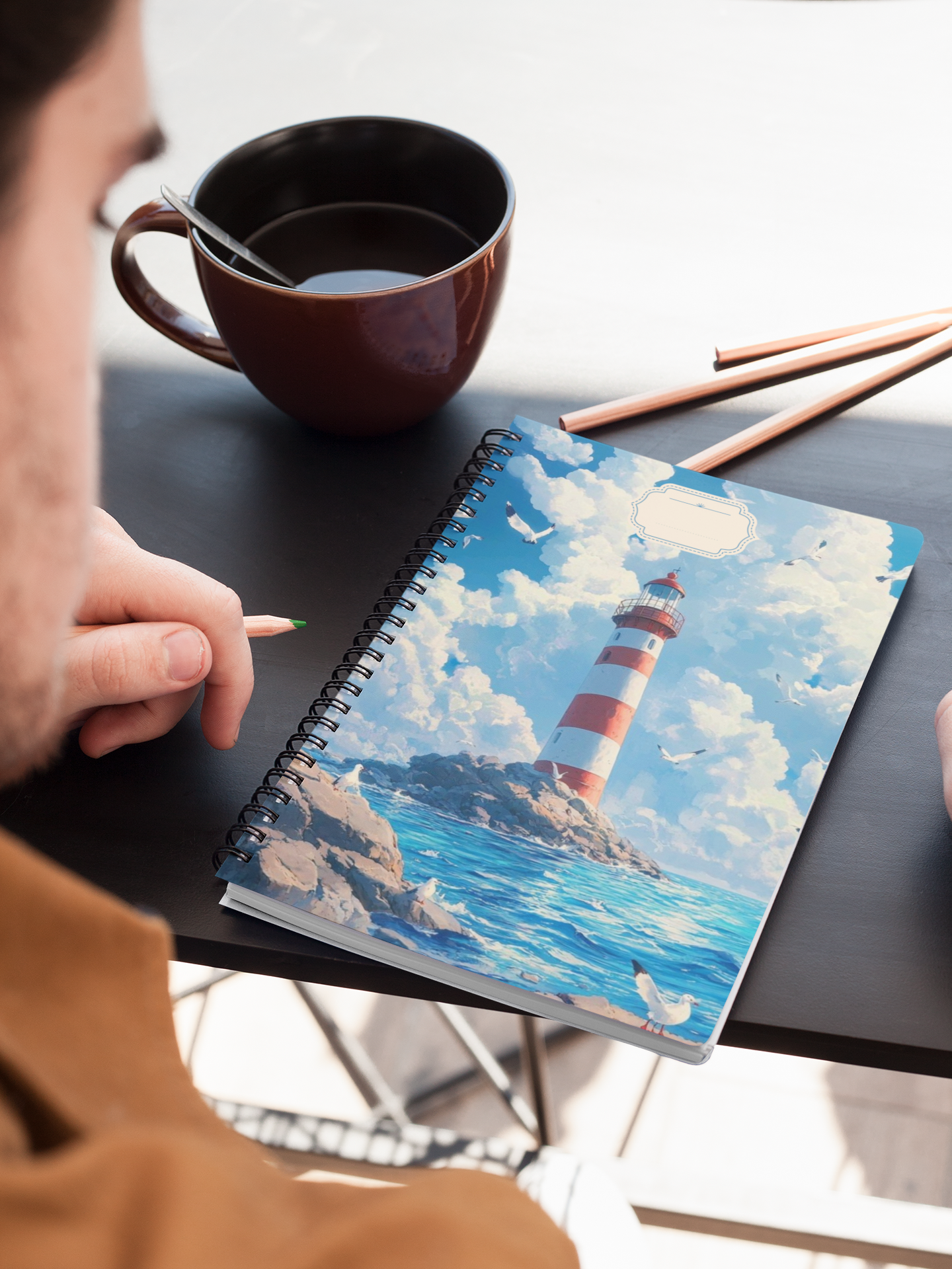 "Coastal Lighthouse" - Spiral Notebook