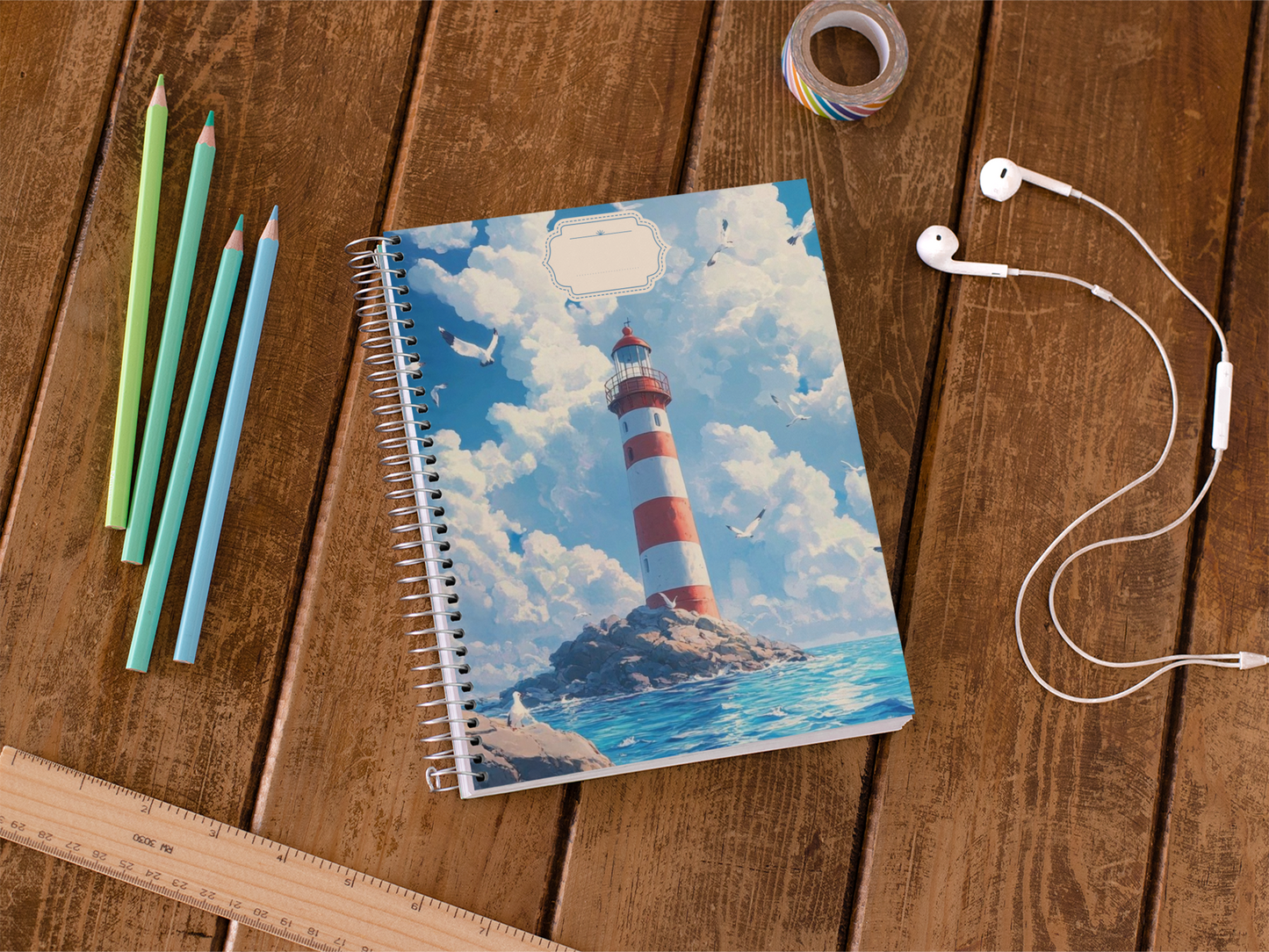 "Coastal Lighthouse" - Spiral Notebook