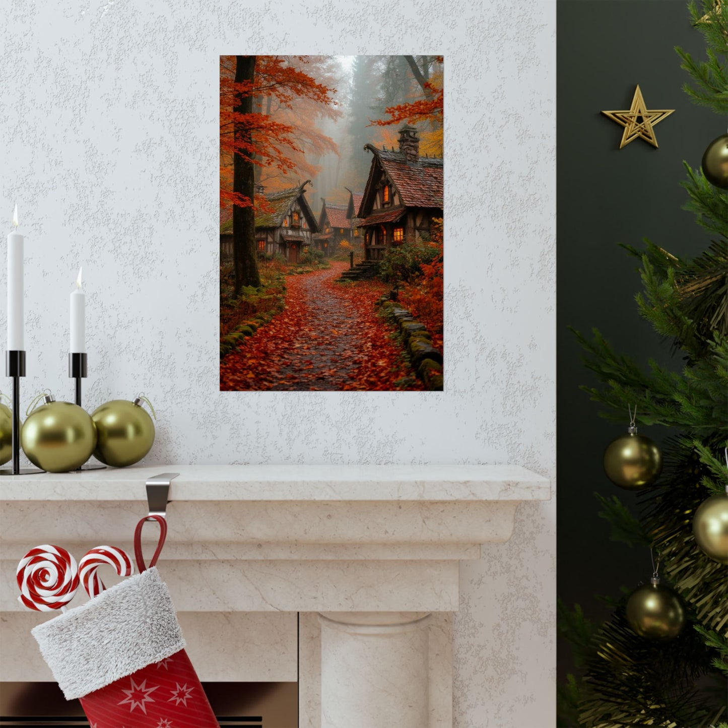 “Village of Golden Leaves” - Matte Canvas Poster
