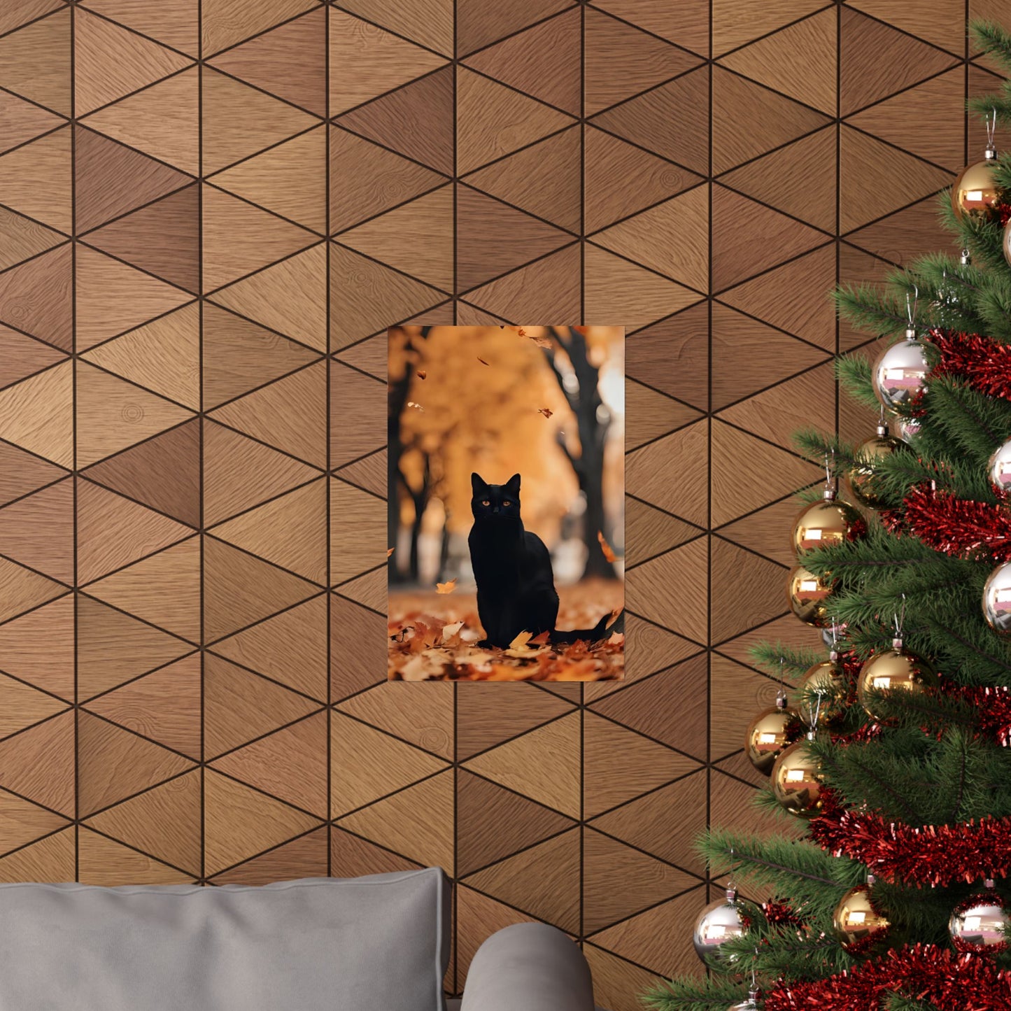 “Shadow on the Path” - Black Cat Matte Canvas Poster