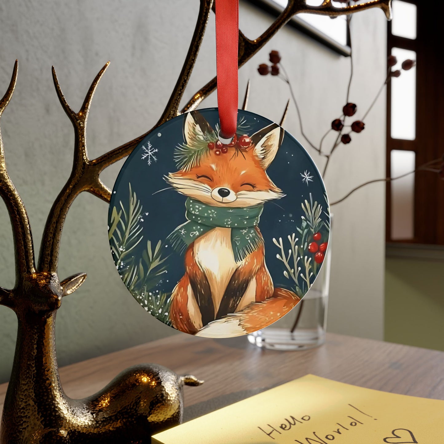 “Festive Forest Fox” - Acrylic Ornament
