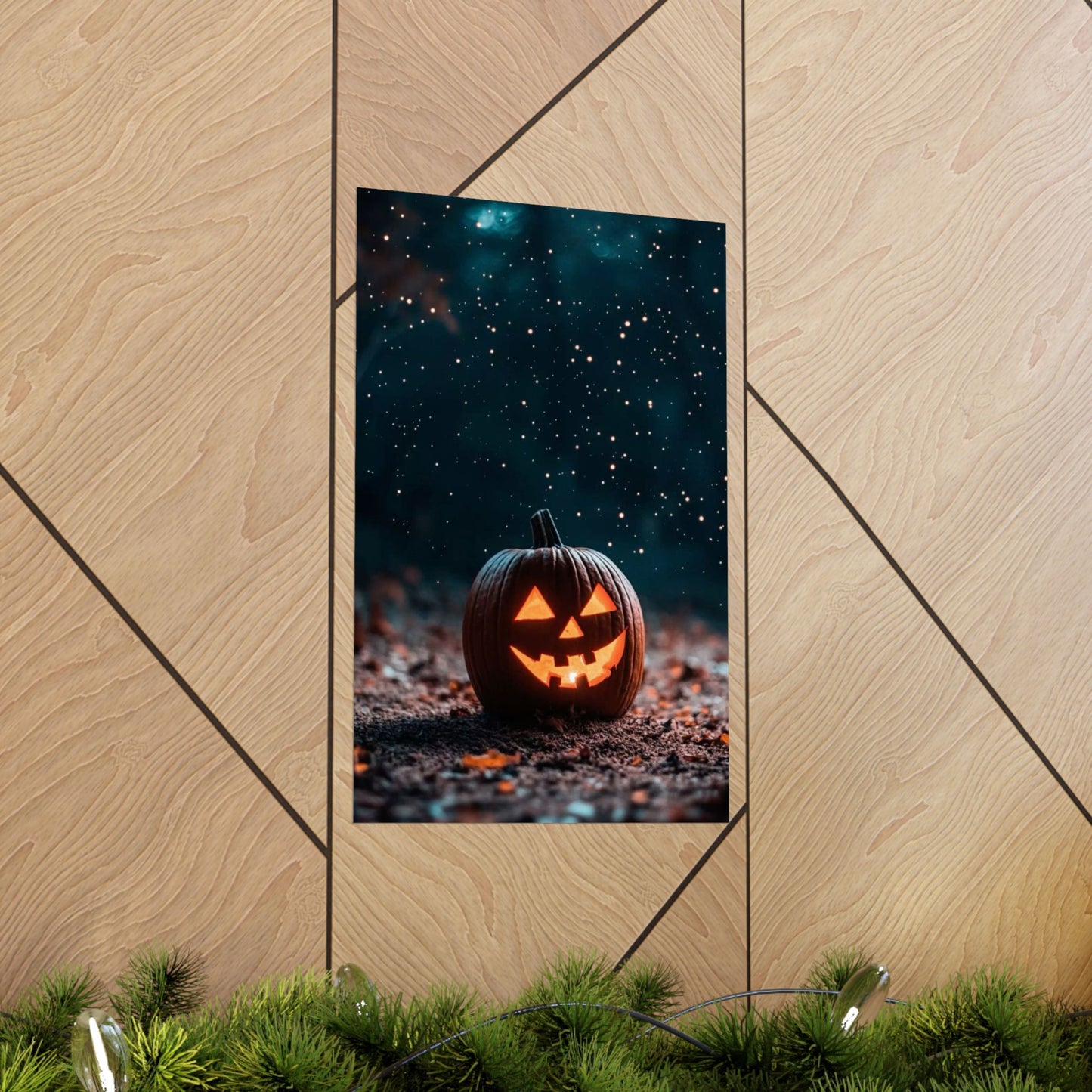 “Frightfully Festive Glow” - Pumpkin Matte Canvas Poster