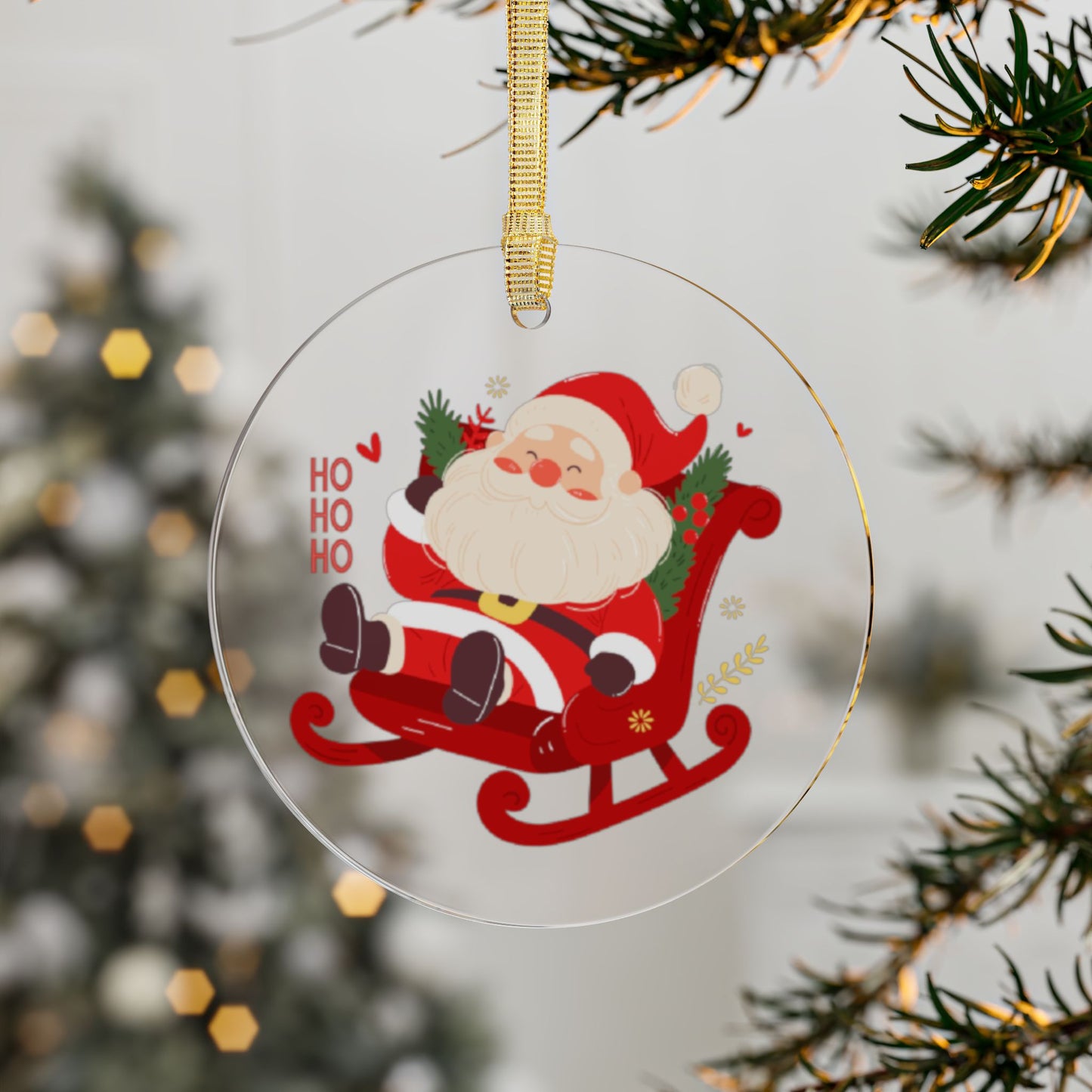“Sleigh Full of Cheer” - Clear Acrylic Ornament